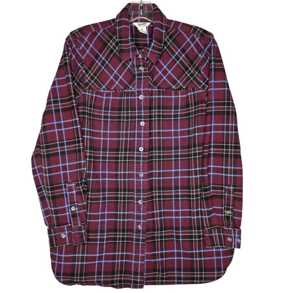 Duluth Trading‎ Co Burgundy Folklore Flannel Tunic Cozy Outdoors Womens Medium